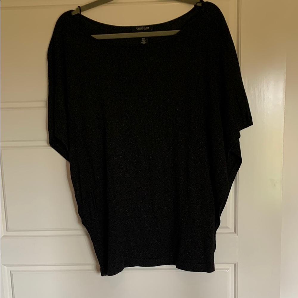White House Black Market Black Boxy Short Sleeve Blouse